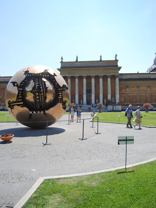 4 - The Sphere Within Sphere (Sfera con Sfera) sculpture by Italian artist Arnaldo Pomodoro, located in the Vatican Museums